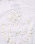 Dolce & Gabbana White Cotton DG Crown Embossed Men T-shirt