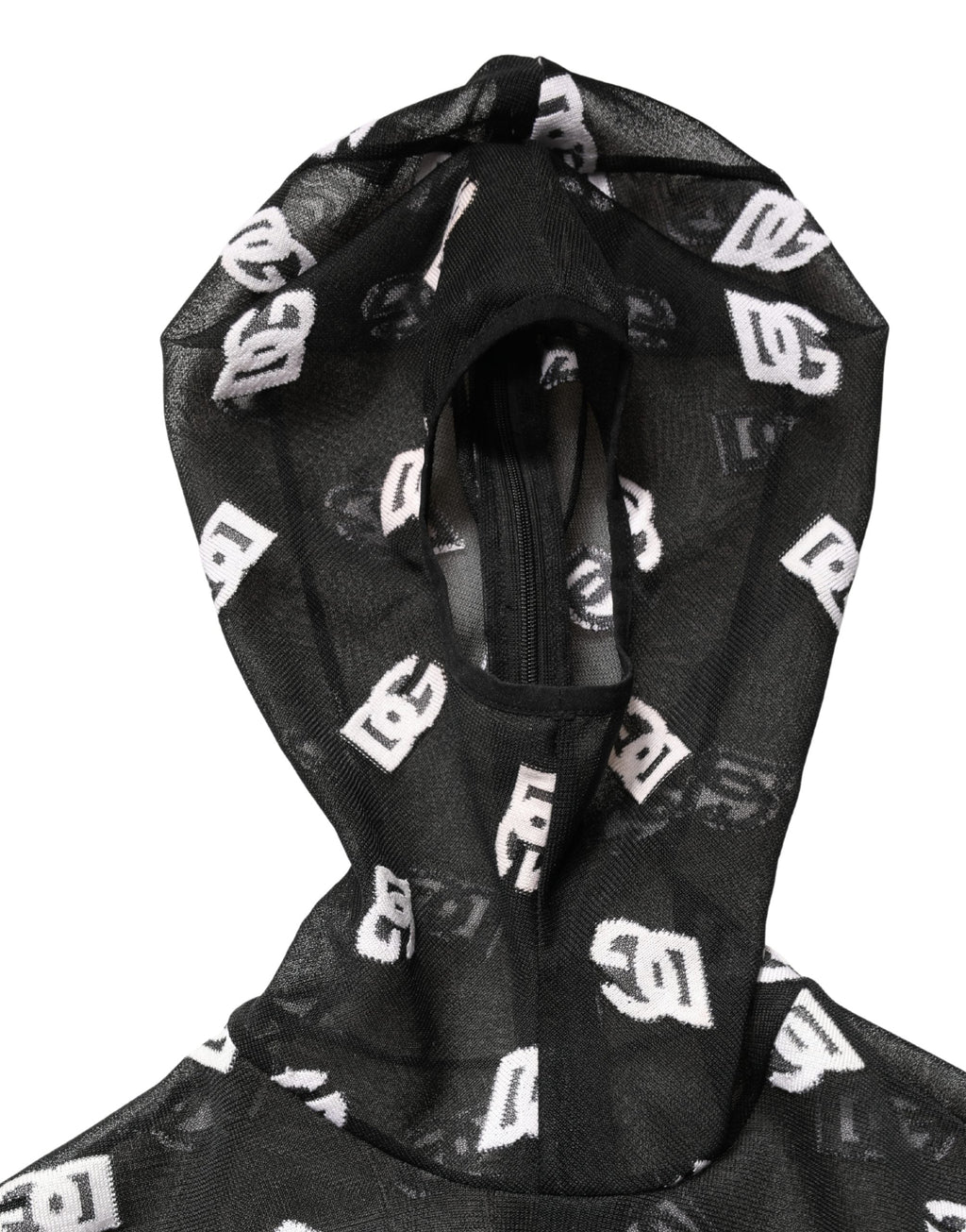 Dolce & Gabbana Black White Logo Print Hooded Jumpsuit Dress