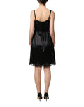Dolce & Gabbana Black Silk Satin Lace Sleeveless Mini Dress
