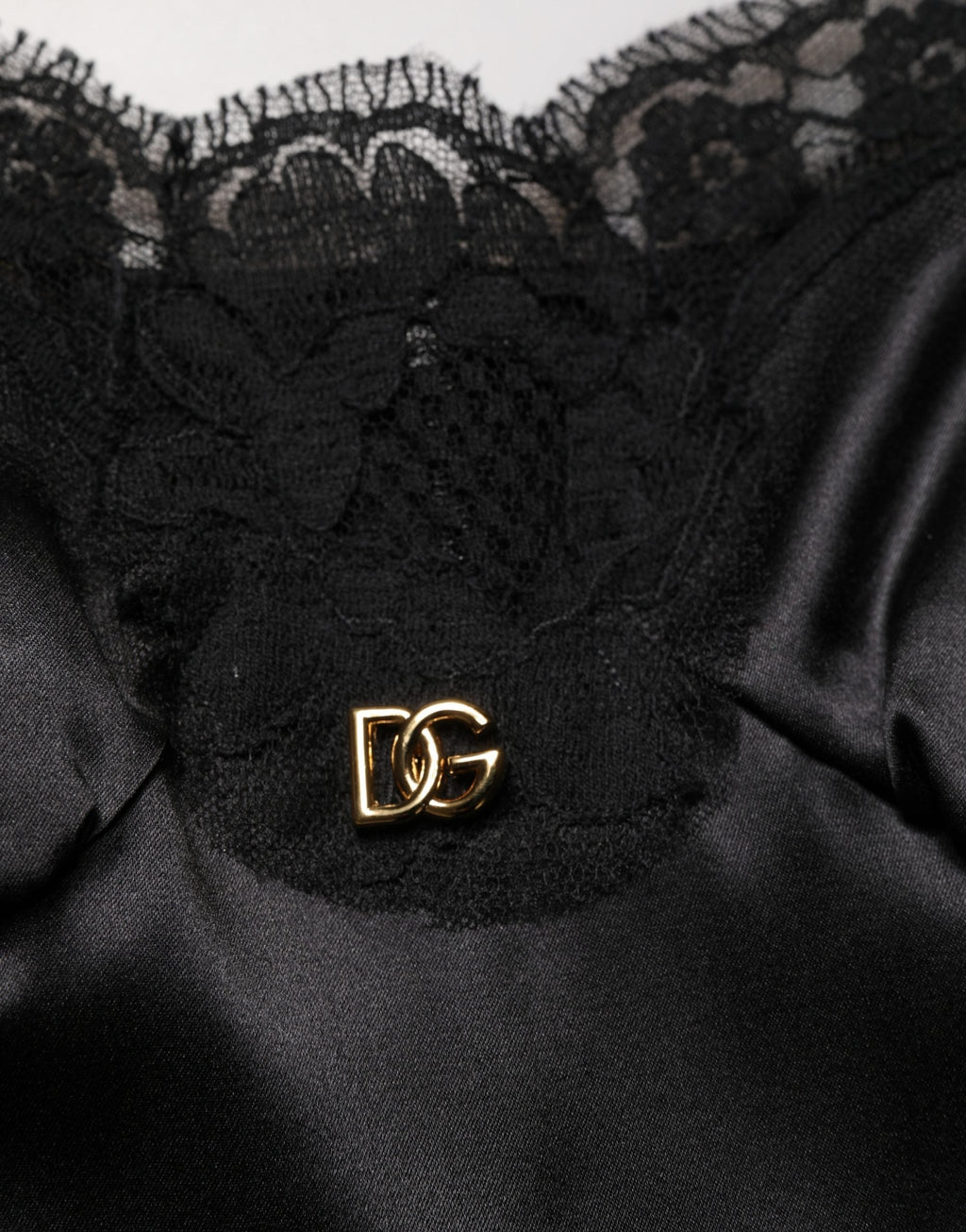 Dolce & Gabbana Black Silk Satin Lace Sleeveless Mini Dress