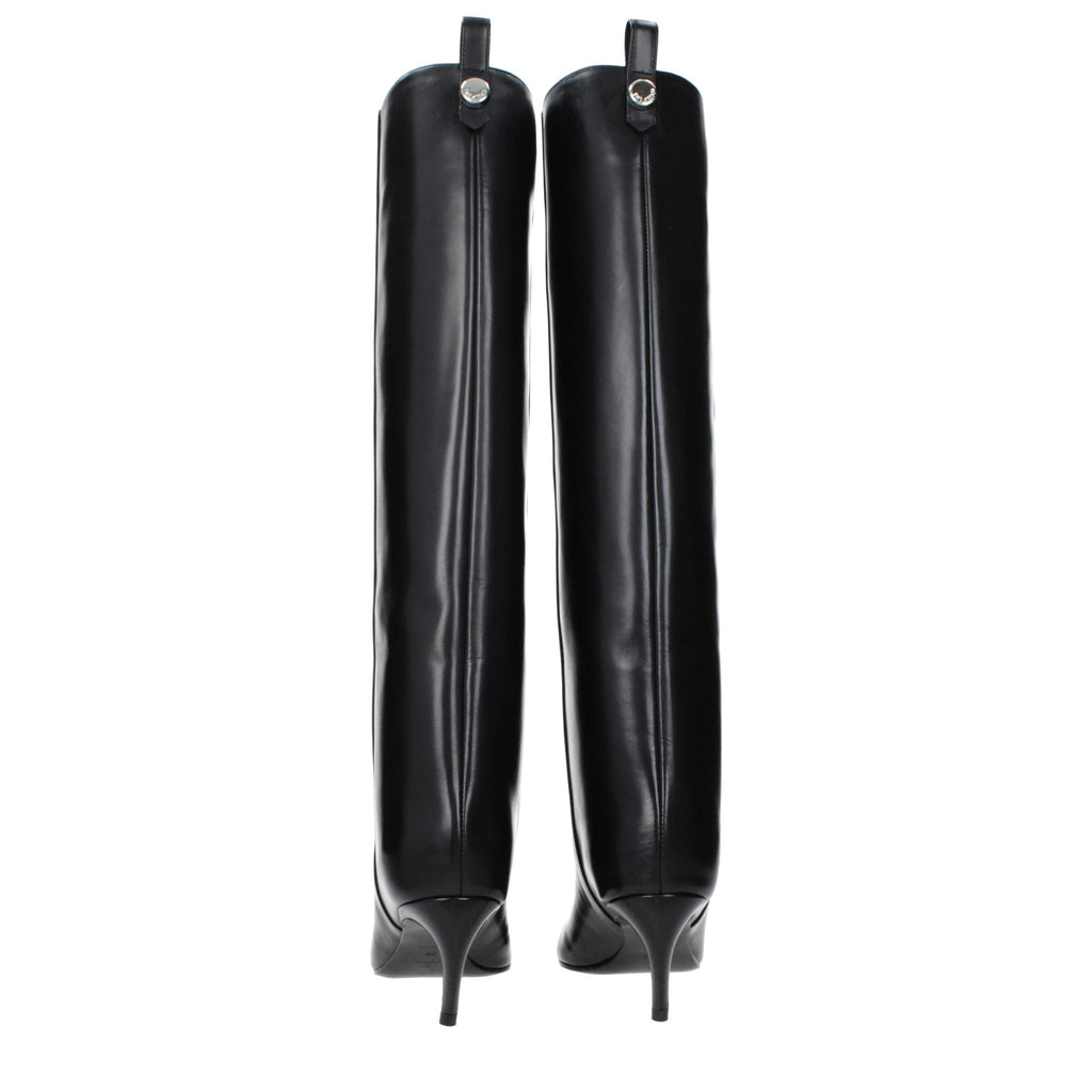 The Attico Black Leather High Heel Boots