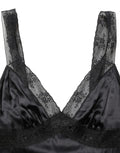 Dolce & Gabbana Black Silk Lace Trim Camisole V-neckline Tank Top