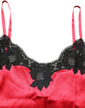 Dolce & Gabbana Red Silk Lace Trim Camisole Sleeveless Tank Top