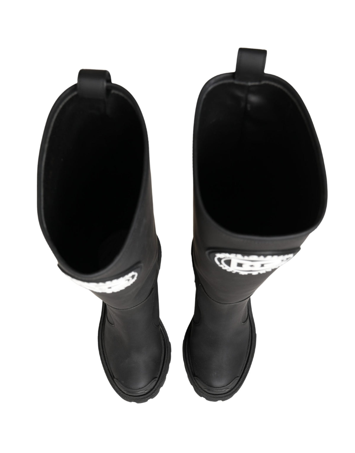 Dolce & Gabbana Black Rubberised Leather High Boots Shoes