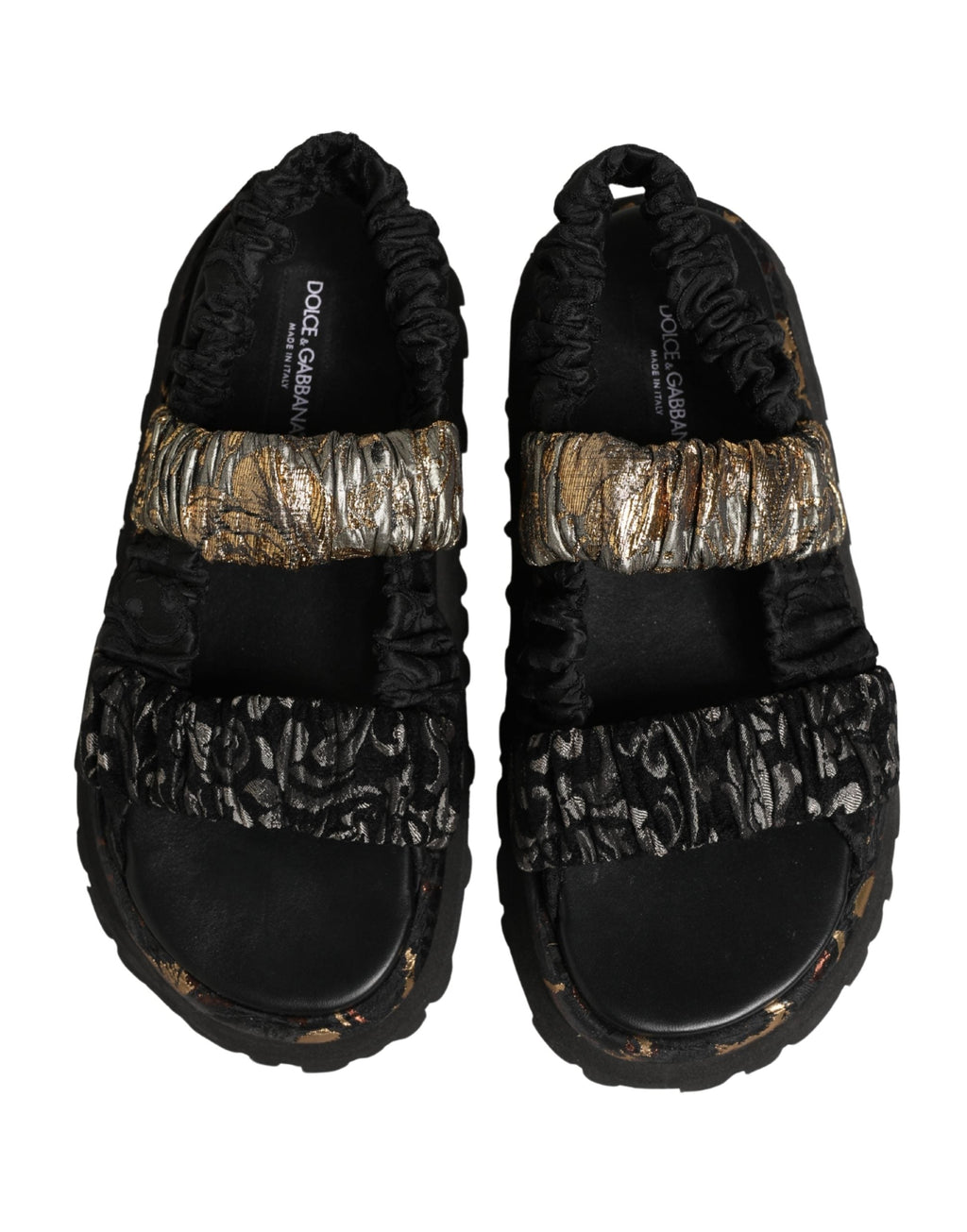 Dolce & Gabbana Black Ruching Detail Flats Men Sandals Shoes