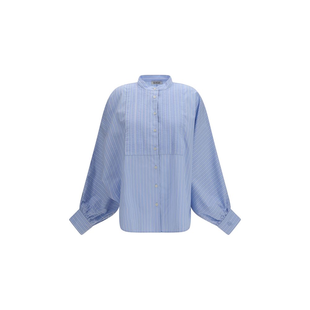 SOSUE Blue Cotton Pattern Shirt