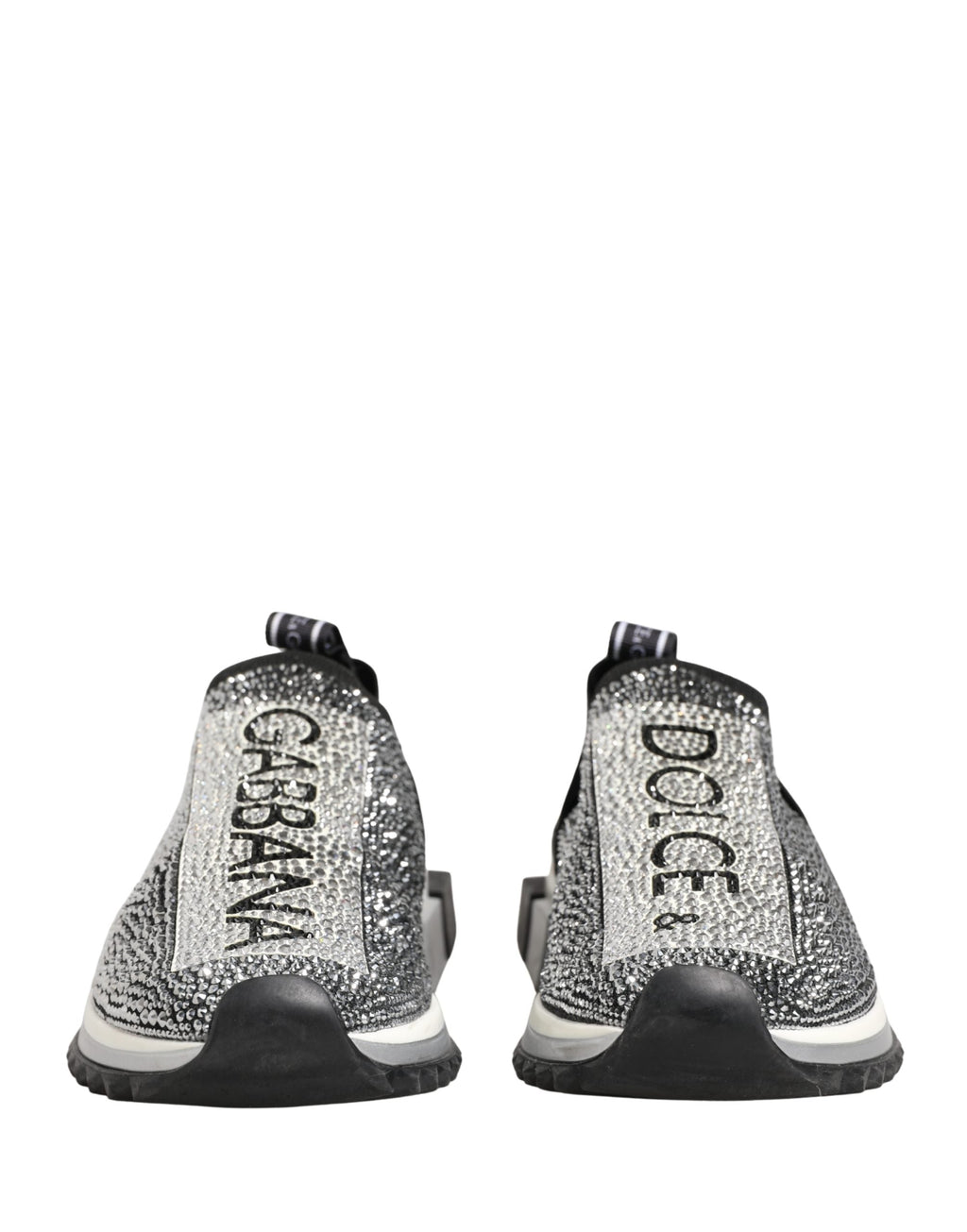 Dolce & Gabbana Silver Crystal Logo Slip On Sorrento Sneakers Shoes