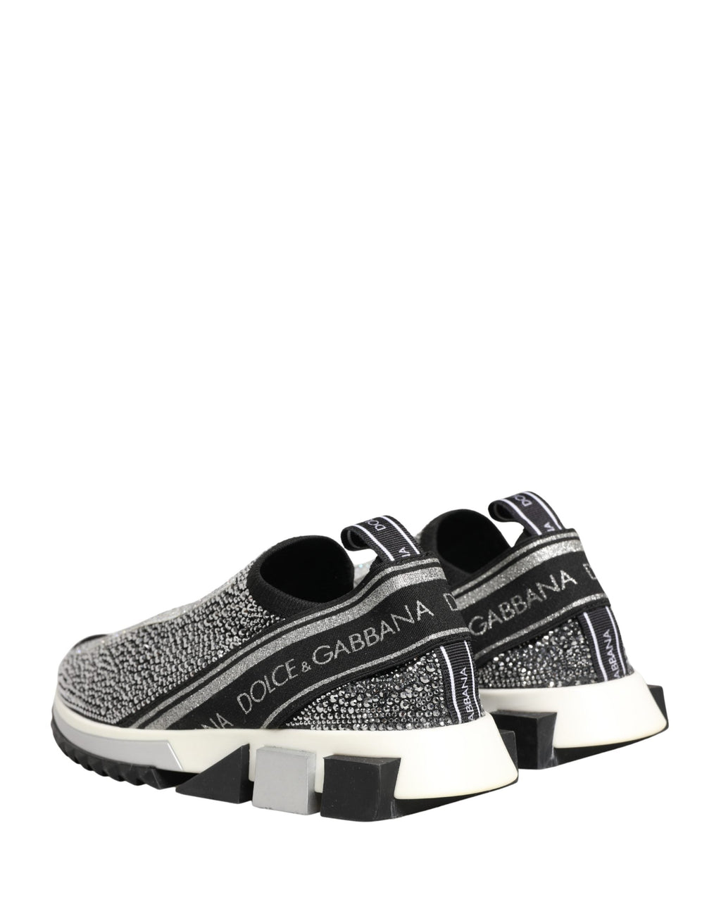 Dolce & Gabbana Silver Crystal Logo Slip On Sorrento Sneakers Shoes