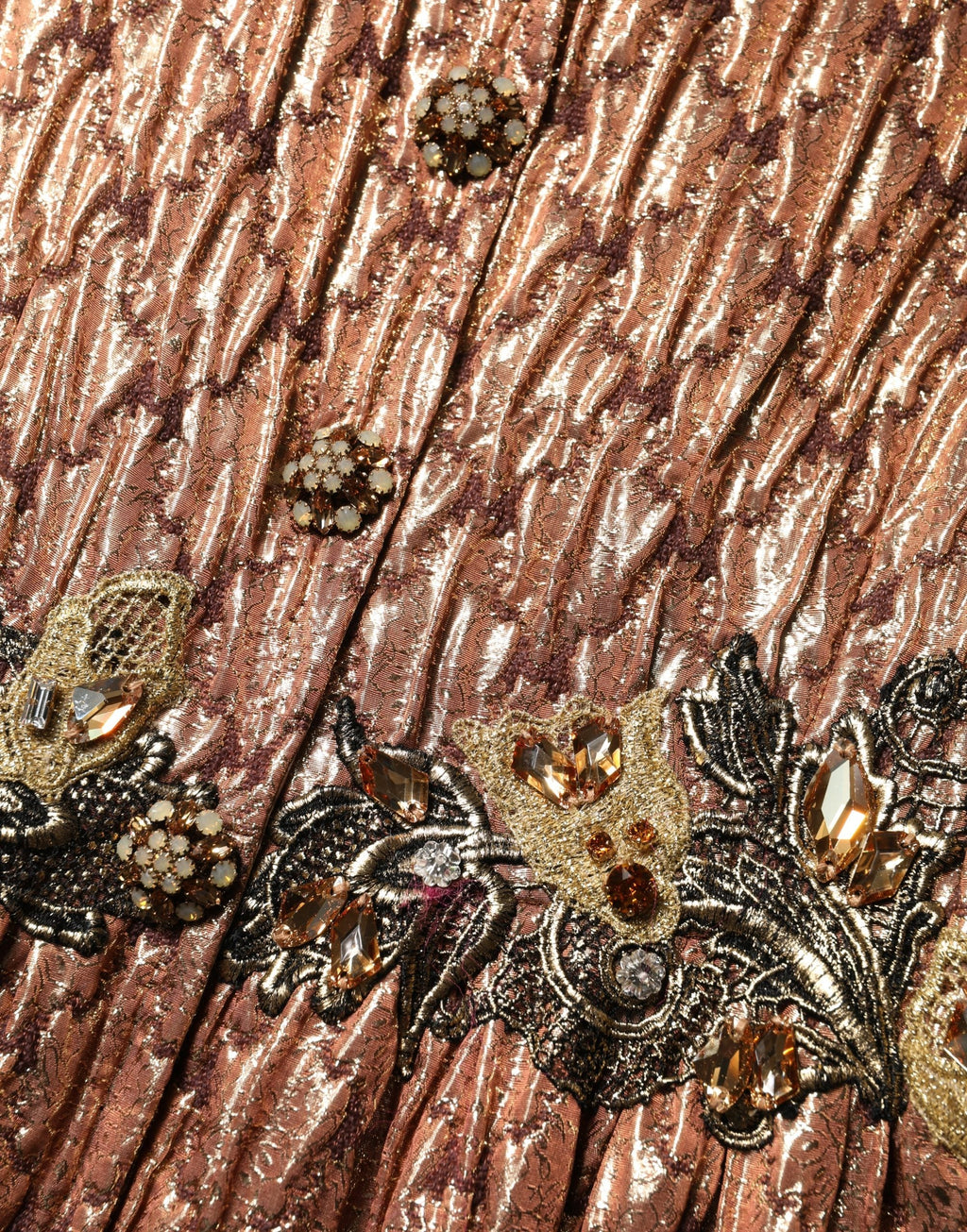 Dolce & Gabbana Brown Metallic Crystal Evening Gown Dress