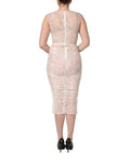 Dolce & Gabbana White Floral Lace Sheer Sleeveless Midi Dress