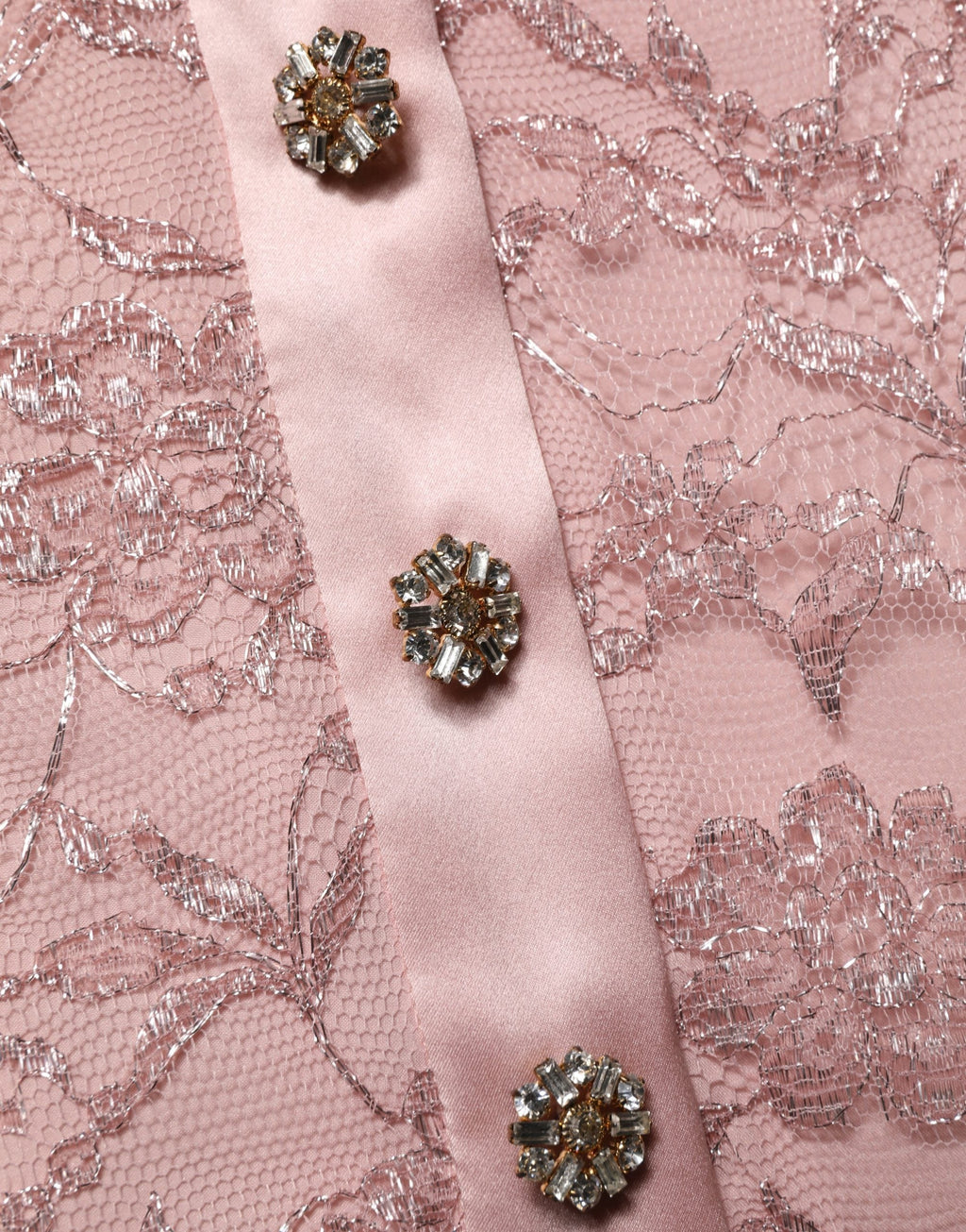 Dolce & Gabbana Pink Corded Floral Lace Kaftan Midi Dress