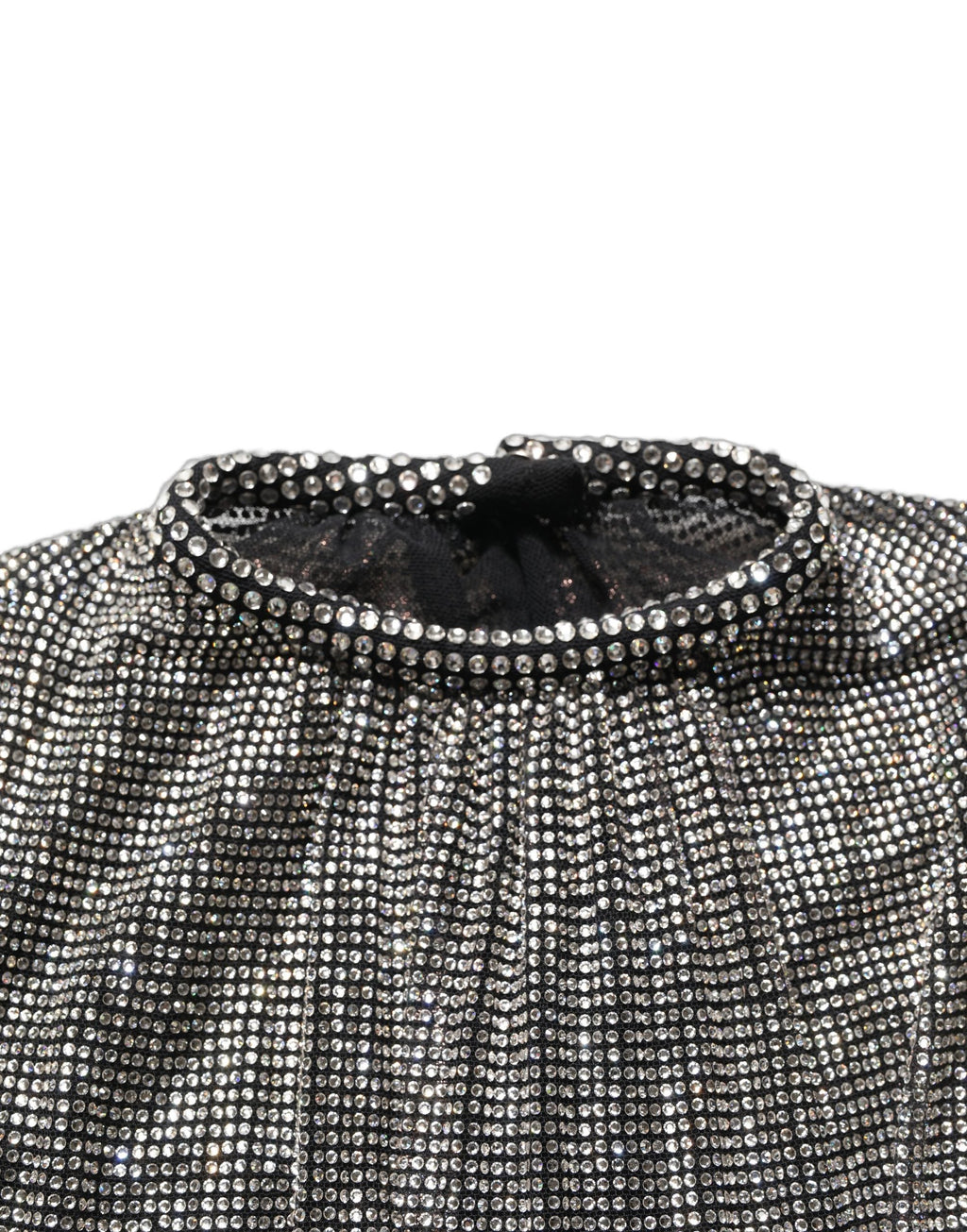 Dolce & Gabbana Silver Rhinestones Long Sleeves Bodysuit Mini Dress