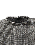 Dolce & Gabbana Silver Rhinestones Long Sleeves Bodysuit Mini Dress