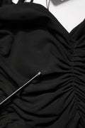 Dolce & Gabbana Black Jersey Calf Length Cut-Out Ruched Dress