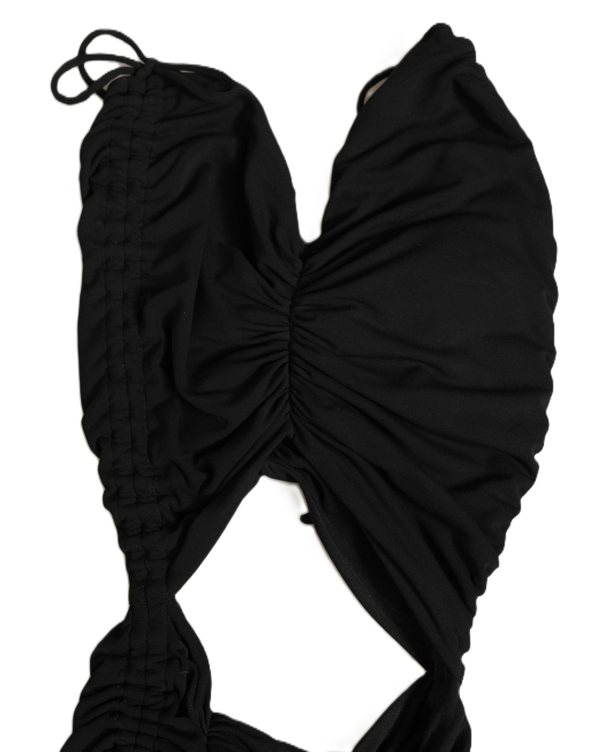 Dolce & Gabbana Black Jersey Calf Length Cut-Out Ruched Dress