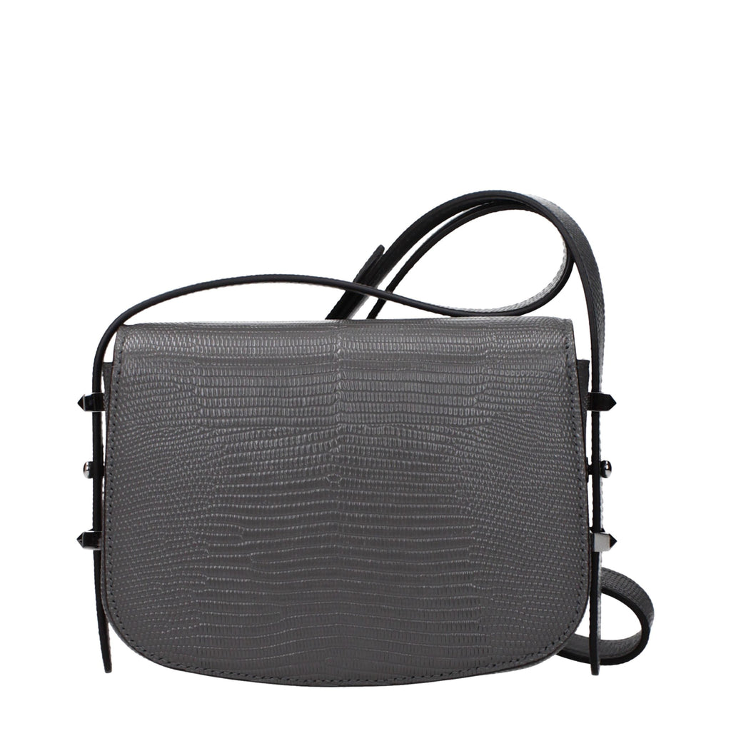 Jimmy Choo Gray Leather Shoulder Bag