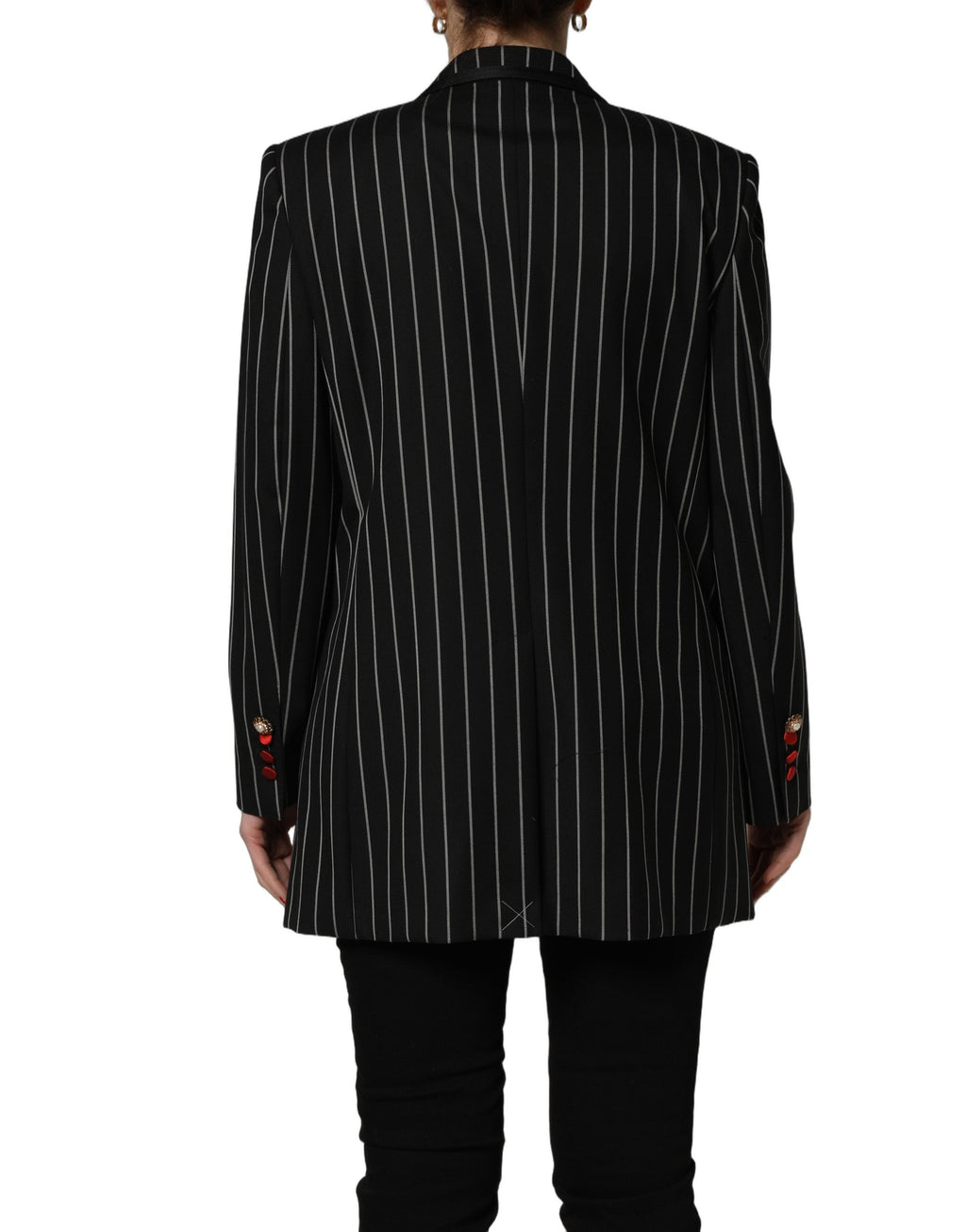 Dolce & Gabbana Black Stripe Double-Breasted Blazer Jacket