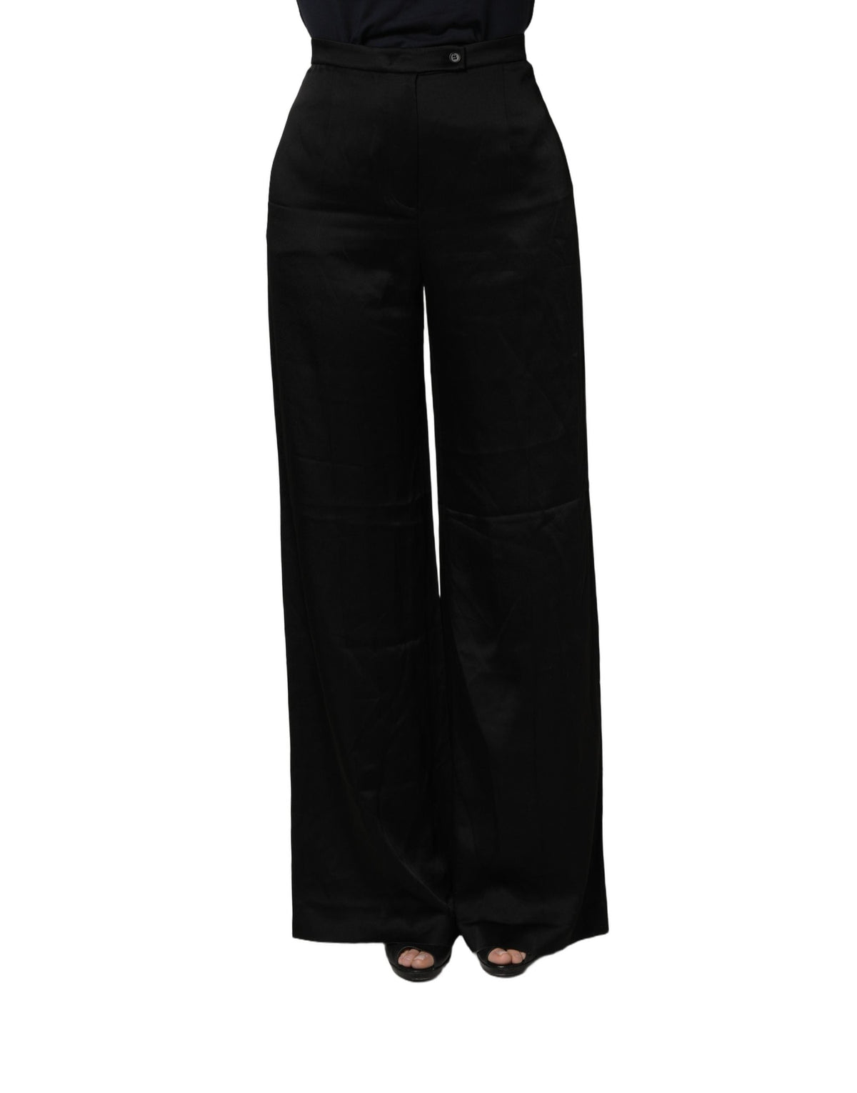 Alberta Ferretti Black HighWaist WideLeg Women Trouser Pants