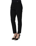 Peserico Black Skinny Mid Waist Chino Women Trouser Pants