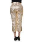 Dolce & Gabbana Gold Jacquard Floral Lamé Crop Trouser Pants