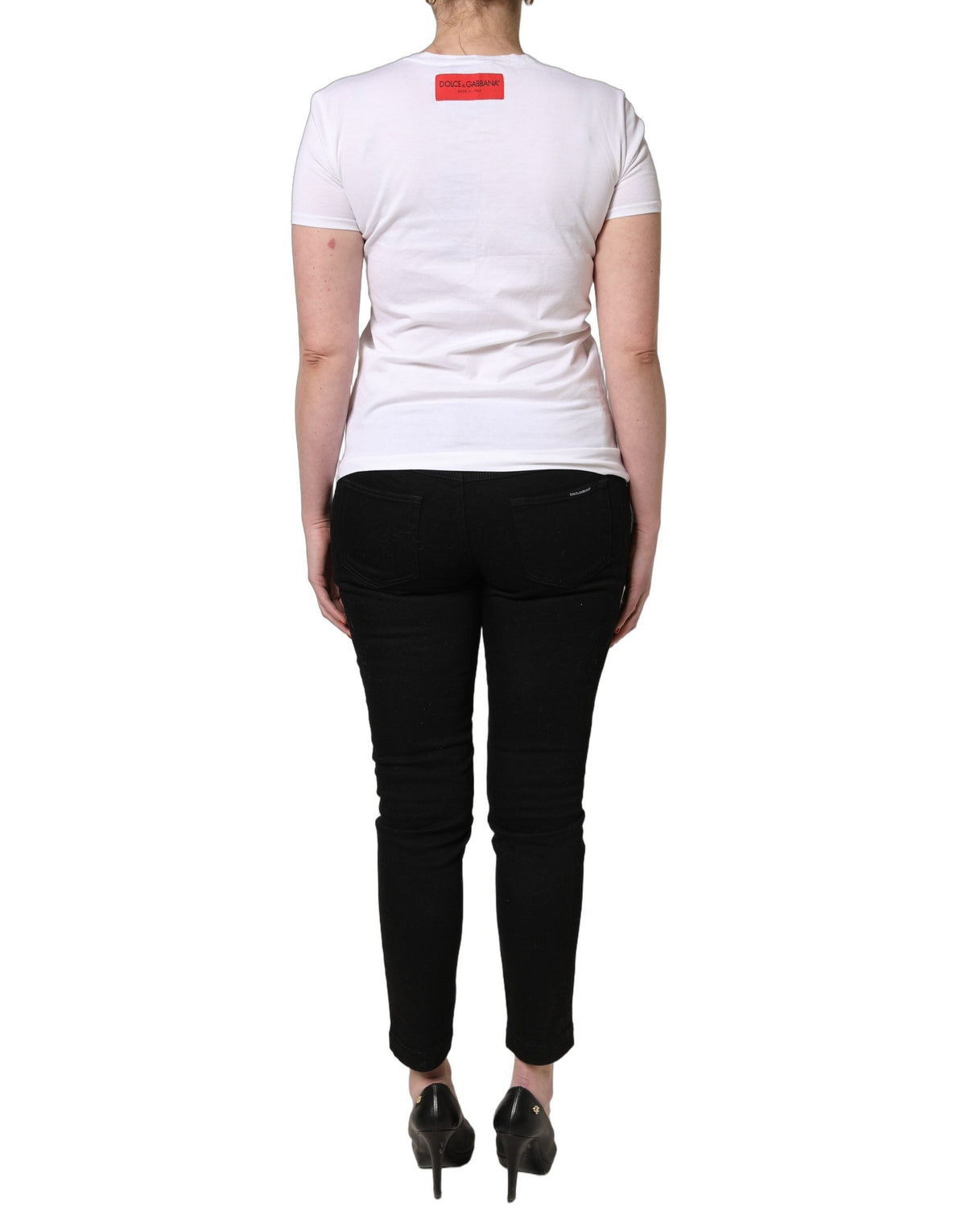 Dolce & Gabbana White Floral Graphic Short Sleeve Crew Neck T-shirt