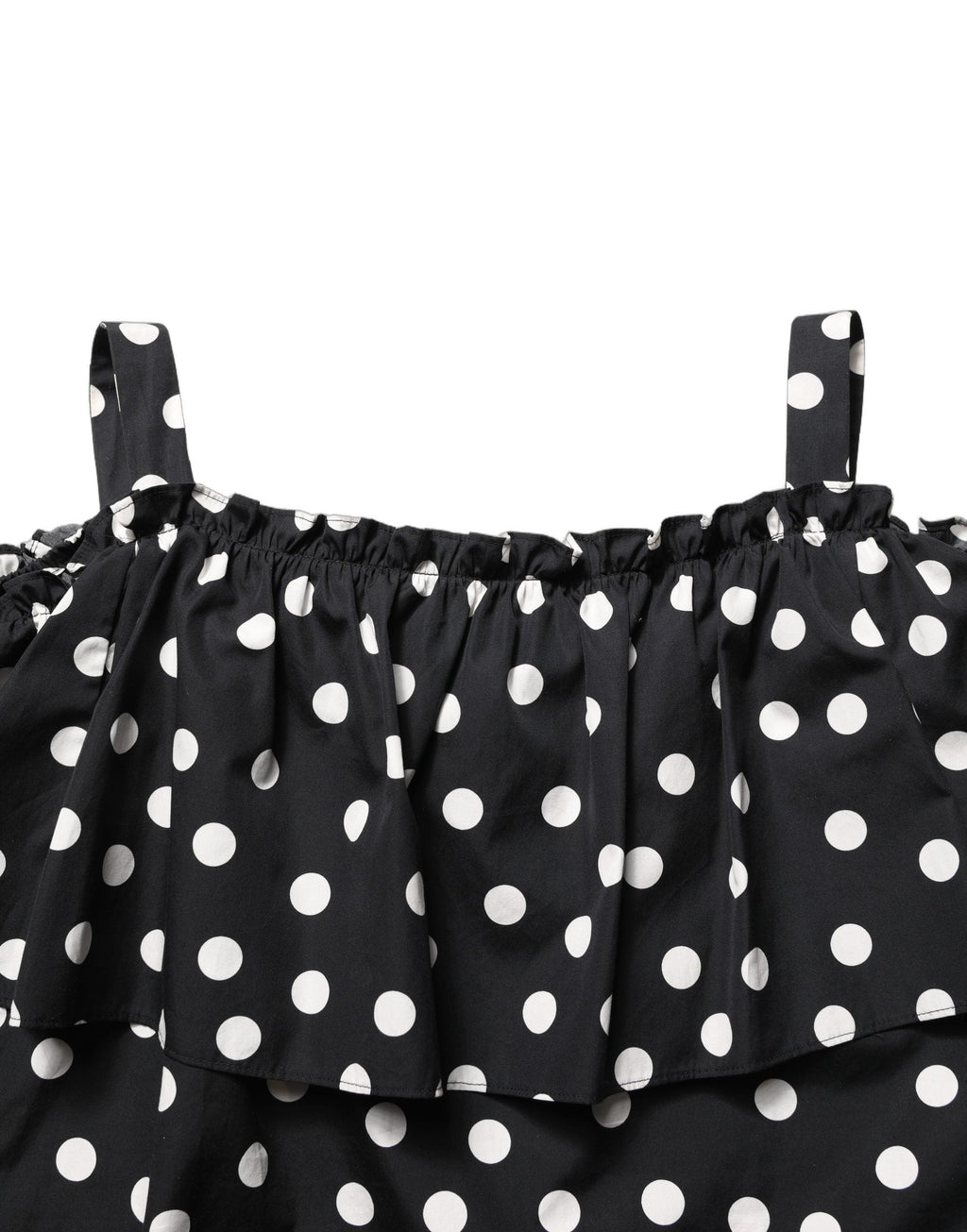 Dolce & Gabbana Black White Polka Dot Off Shoulder Top