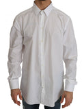 Dolce & Gabbana White 100% Cotton GOLD Slim Dress Shirt