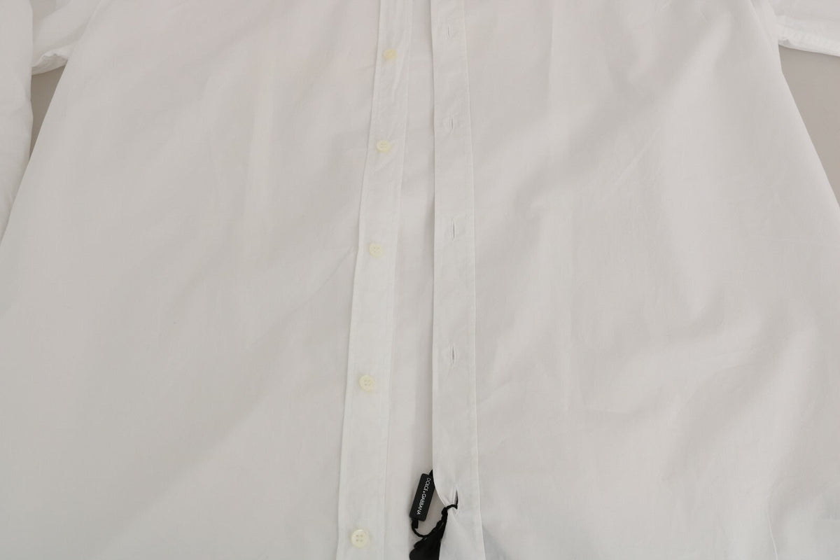 Dolce & Gabbana White 100% Cotton GOLD Slim Dress Shirt