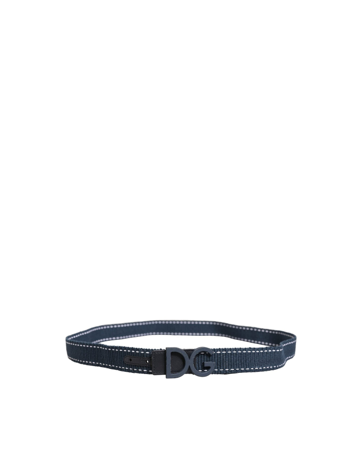 Dolce & Gabbana Blue Cotton Canvas DG Logo Metal Buckle Belt
