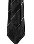 Dolce & Gabbana Dark Gray White Stripes 100% Silk Adjustable Men Necktie Tie