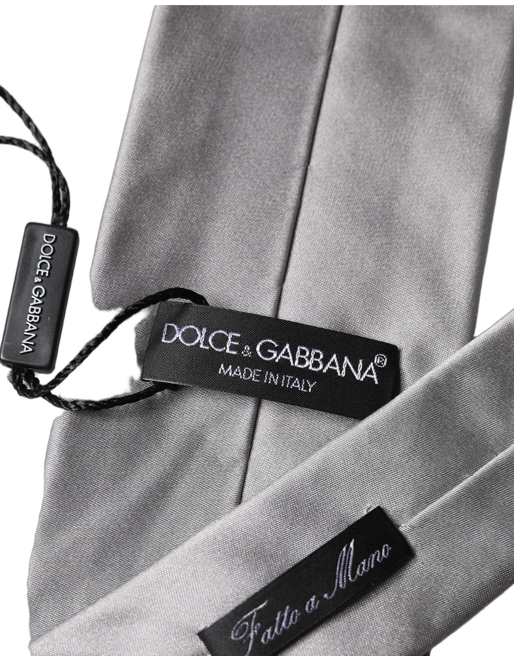 Dolce & Gabbana Gray Satin 100% Silk Adjustable Men Tied Necktie Tie