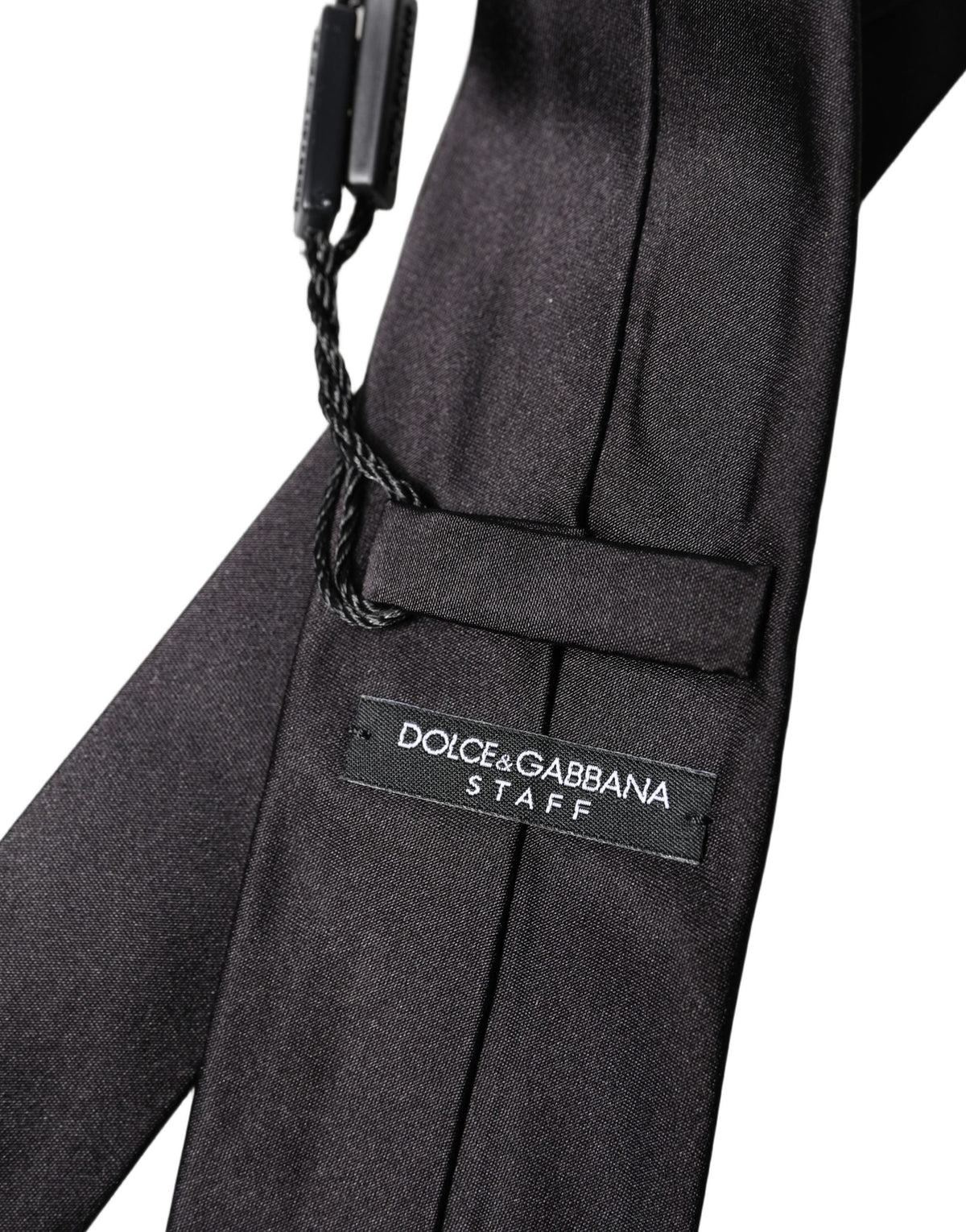 Dolce & Gabbana Black Solid 100% Silk Adjustable Men Tied Necktie Tie