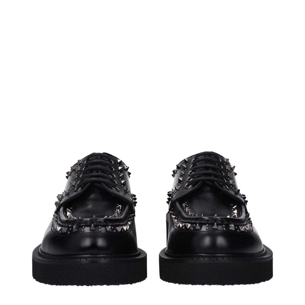 Valentino Garavani Black Leather Oxfords And Derbies