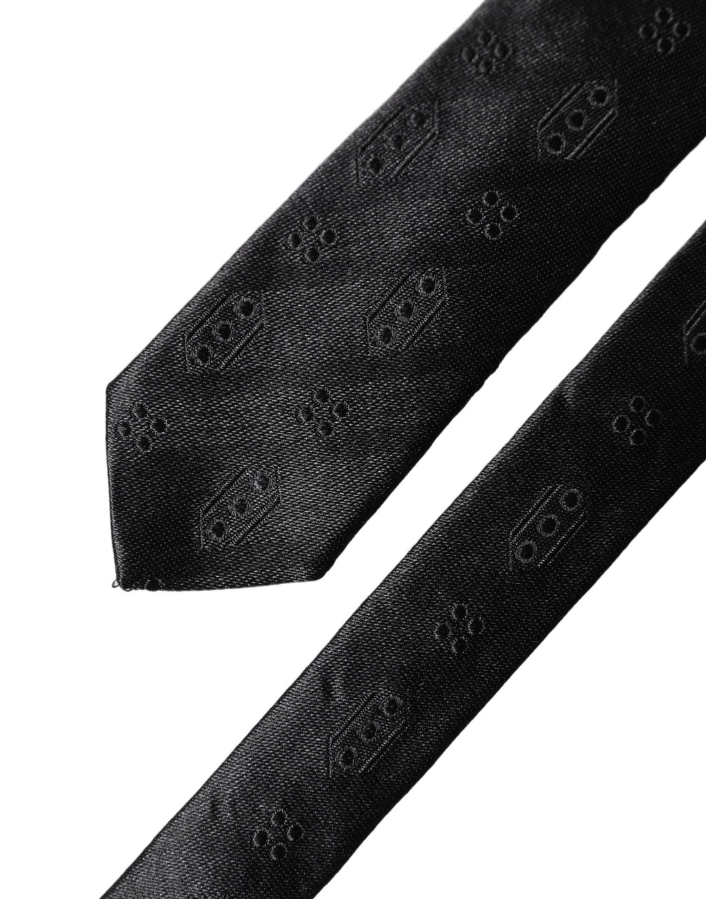 Dolce & Gabbana Black Patterned 100% Silk Adjustable Men Necktie Tie
