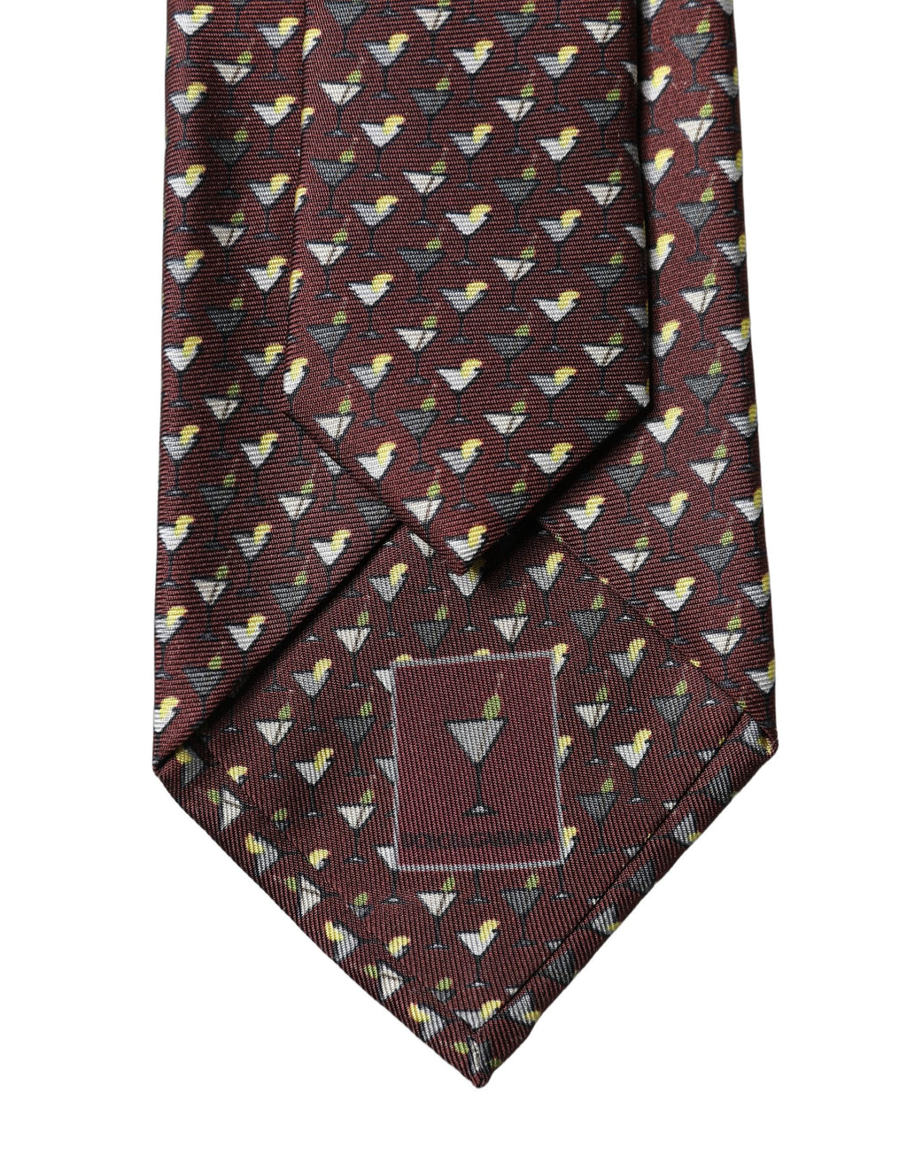 Dolce & Gabbana Burgundy Geometric Silk Adjustable Men Tied Necktie Tie