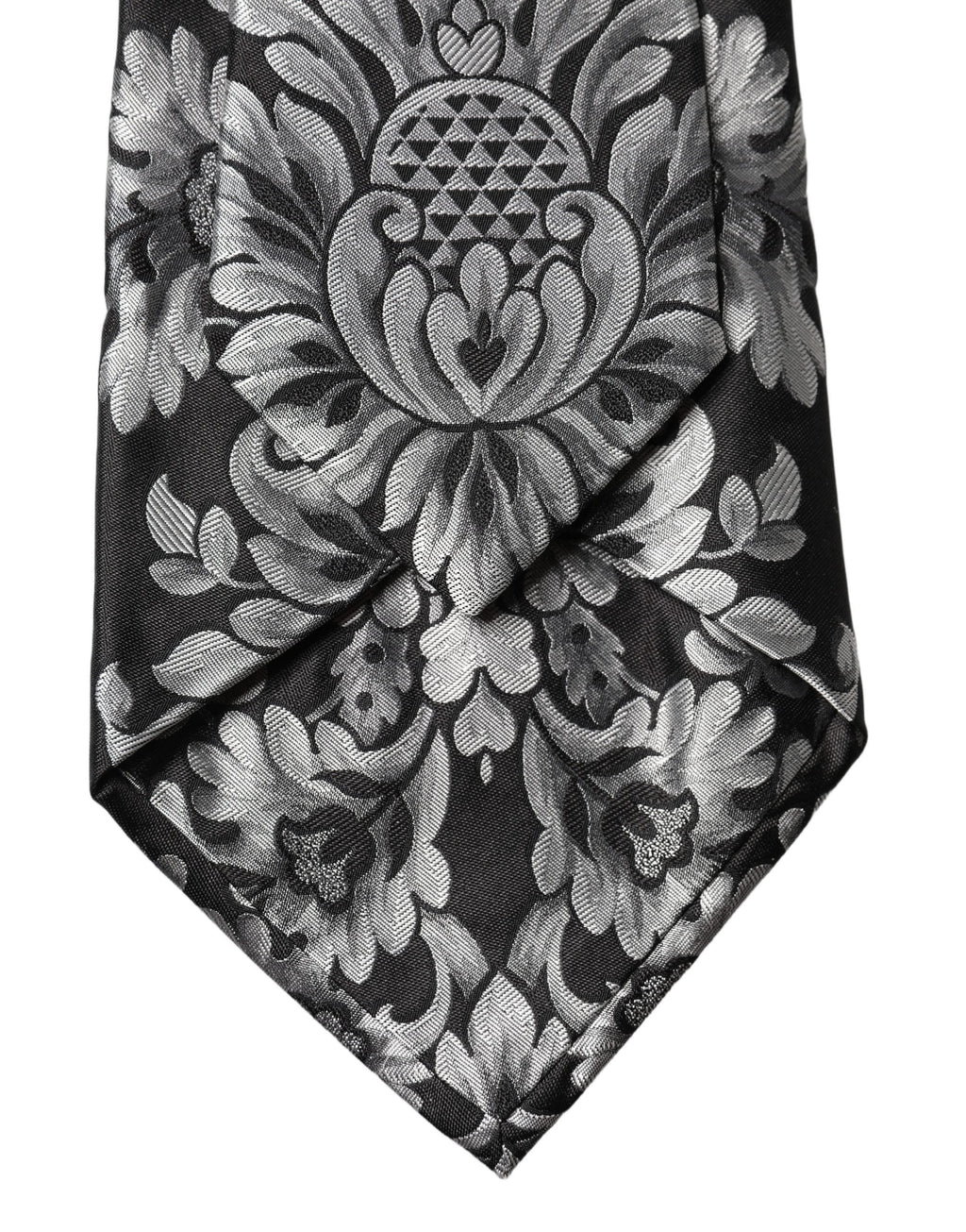 Dolce & Gabbana Black Silver Floral Silk Adjustable Women Necktie Tie