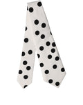 Dolce & Gabbana White Black Polka Dot Silk Adjustable Women Necktie Tie