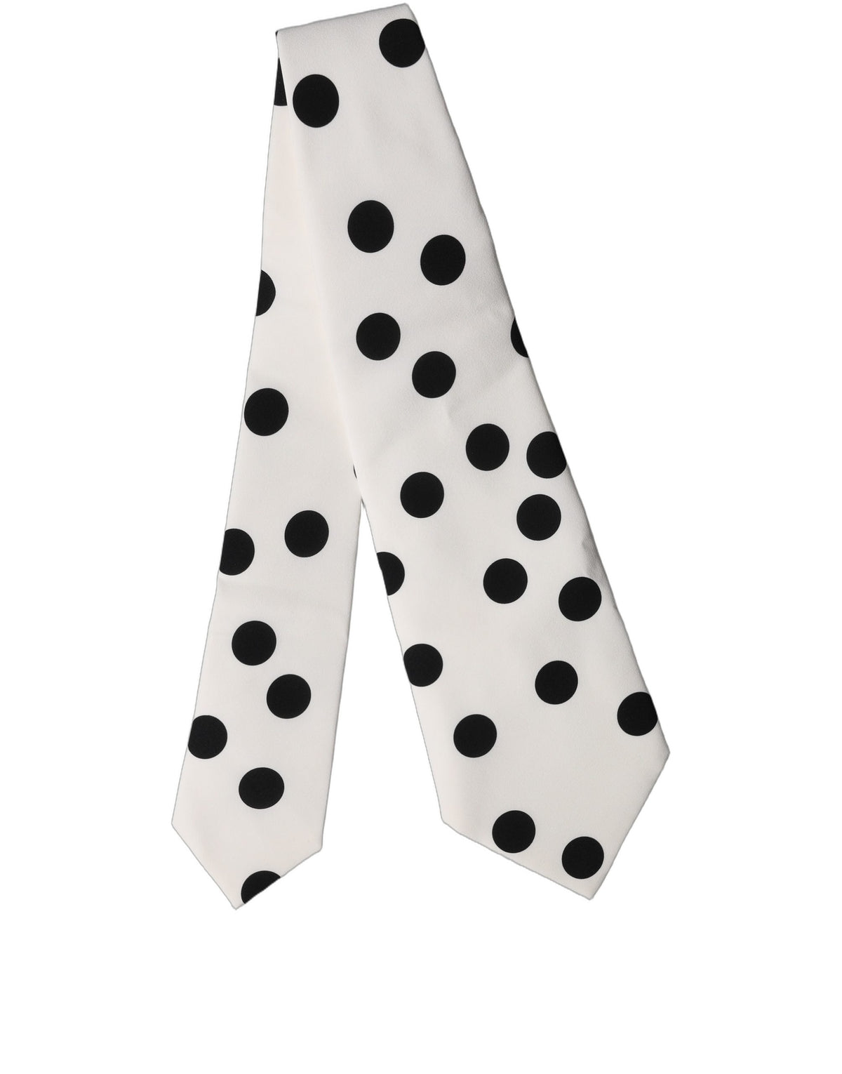 Dolce & Gabbana White Black Polka Dot Silk Adjustable Women Necktie Tie