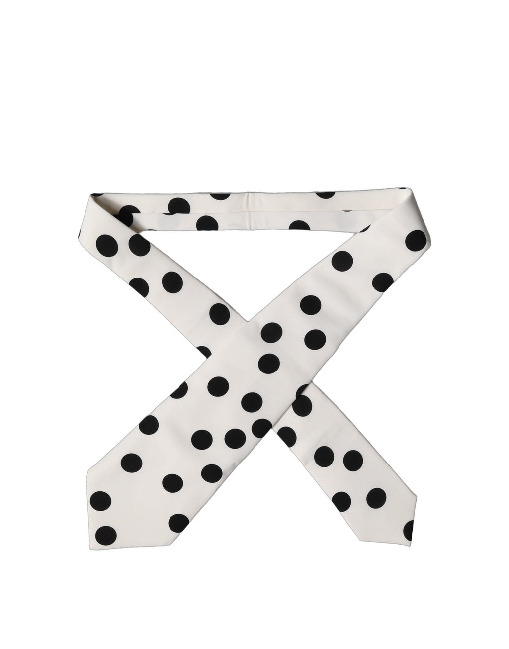 Dolce & Gabbana White Black Polka Dot Silk Adjustable Women Necktie Tie