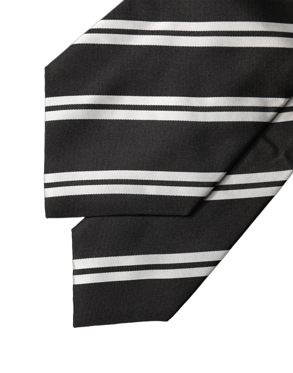 Dolce & Gabbana Dark Gray White Stripes Silk Adjustable Women Necktie Tie
