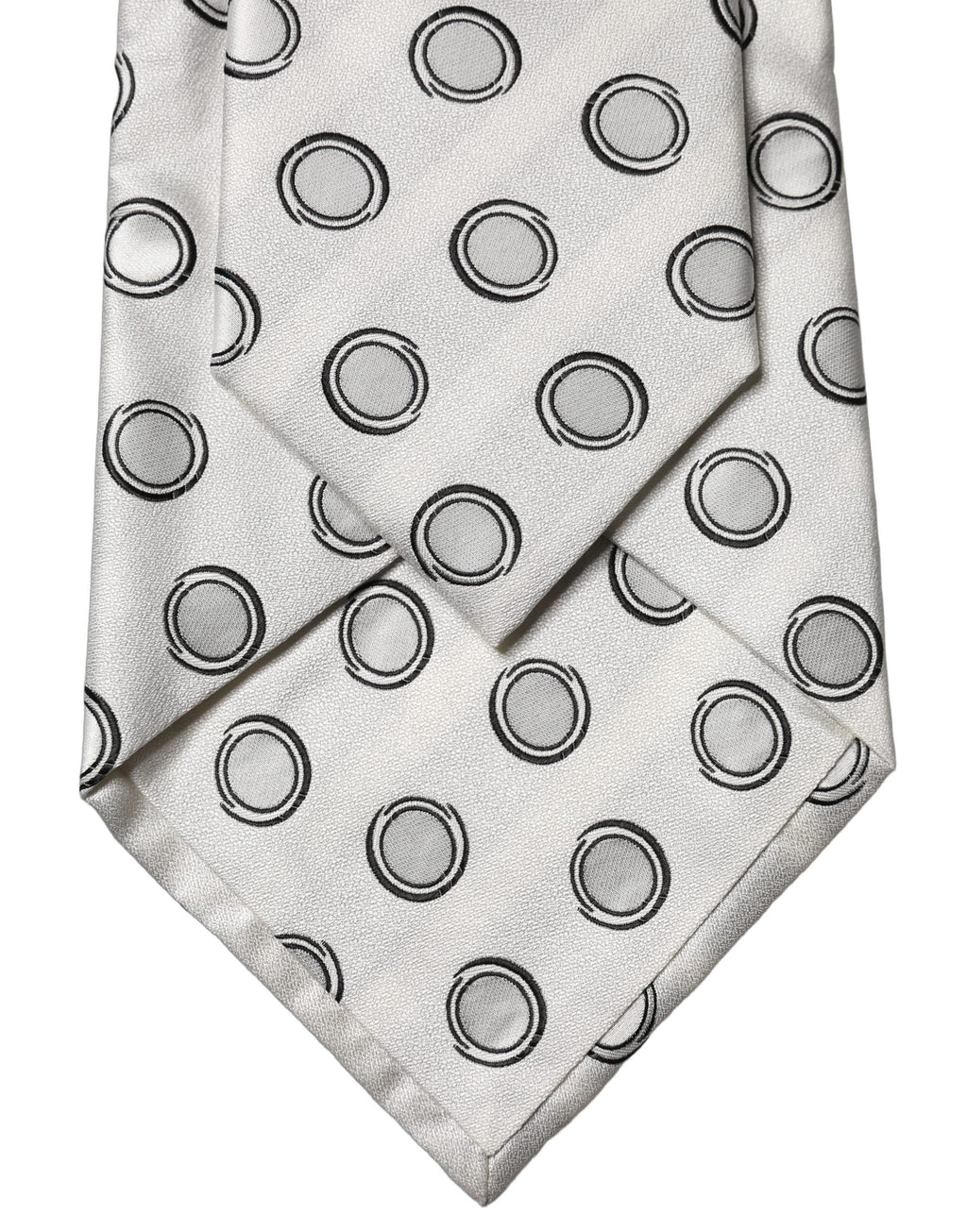 Dolce & Gabbana White Gray Polka Dot Silk Adjustable Women Necktie Tie