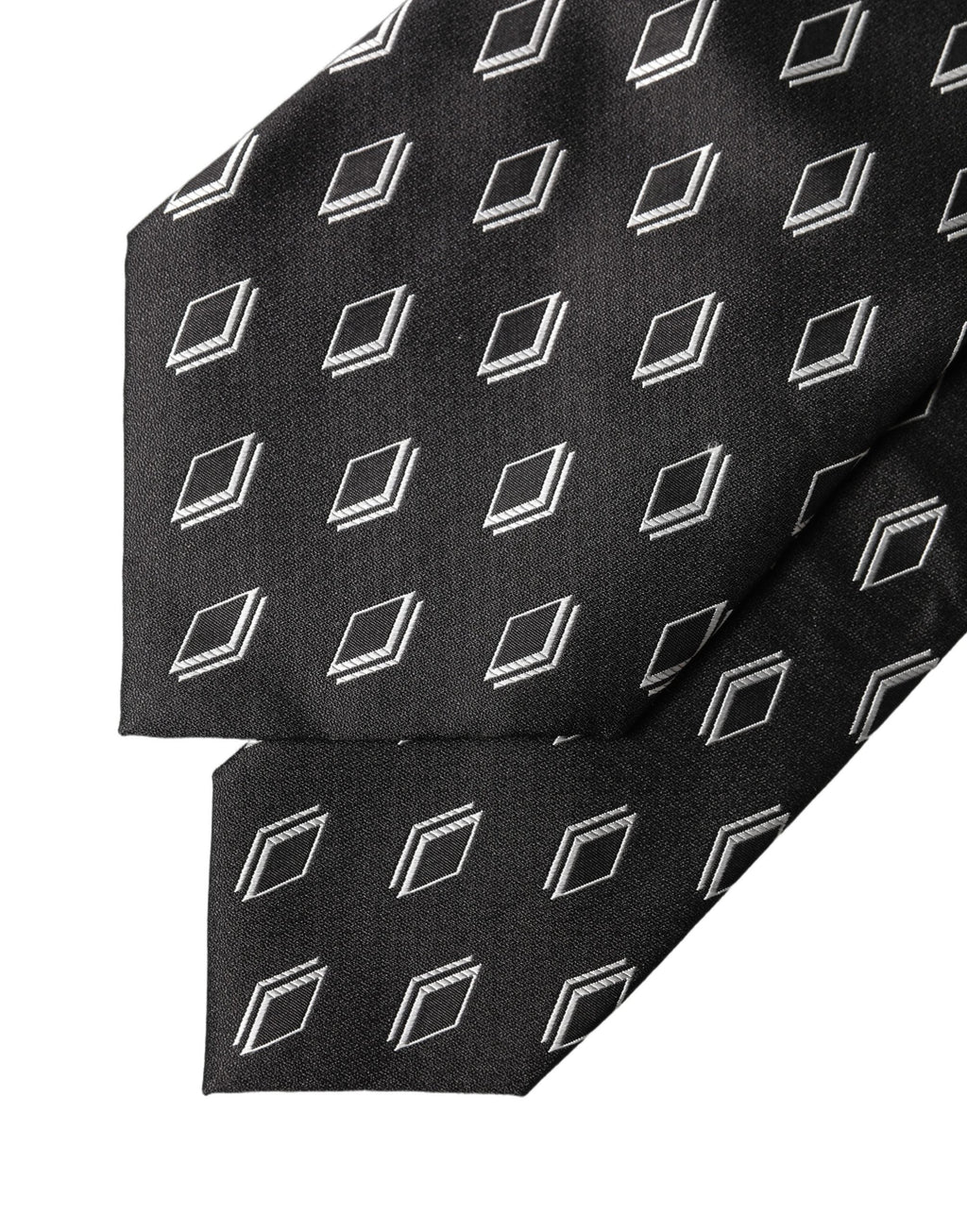 Dolce & Gabbana Dark Gray Patterned Silk Adjustable Women Tied Necktie Tie