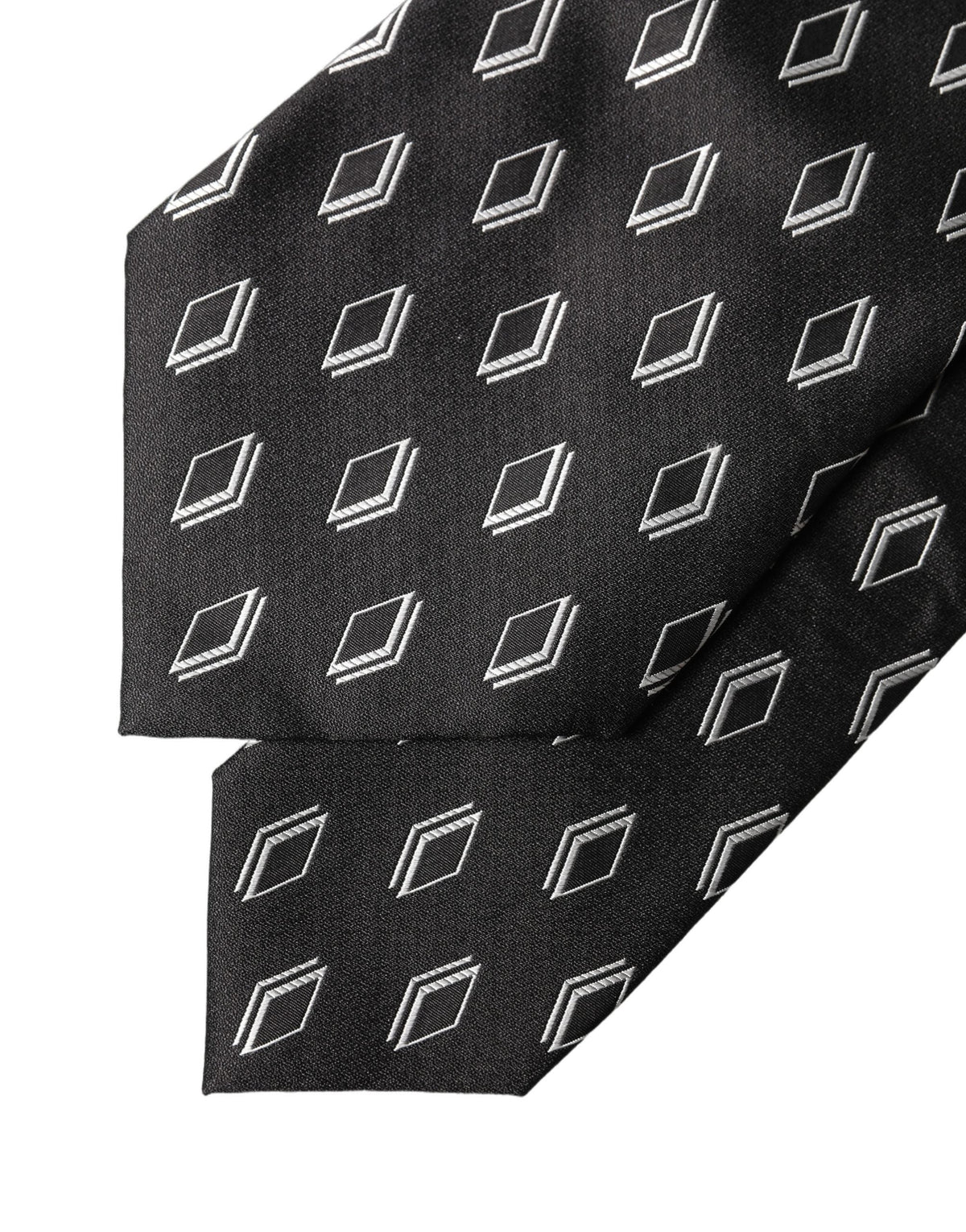 Dolce & Gabbana Dark Gray Patterned Silk Adjustable Women Tied Necktie Tie