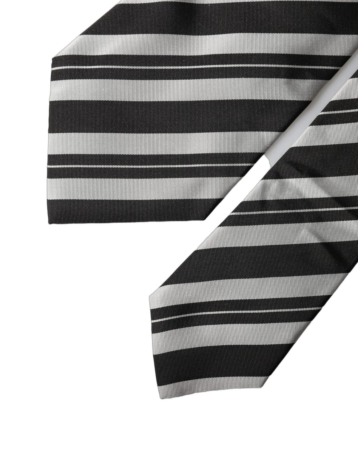 Dolce & Gabbana Black White Stripes Silk Adjustable Women Necktie Tie