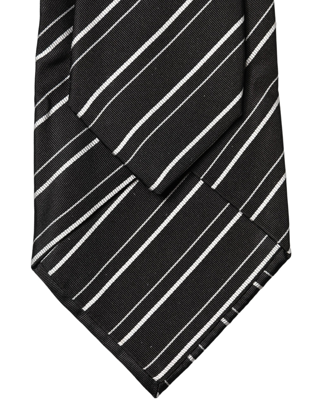 Dolce & Gabbana Dark Gray White Stripes Silk Adjustable Women Necktie Tie