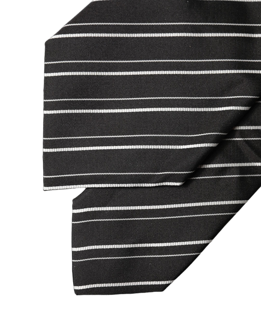 Dolce & Gabbana Dark Gray White Stripes Silk Adjustable Women Necktie Tie
