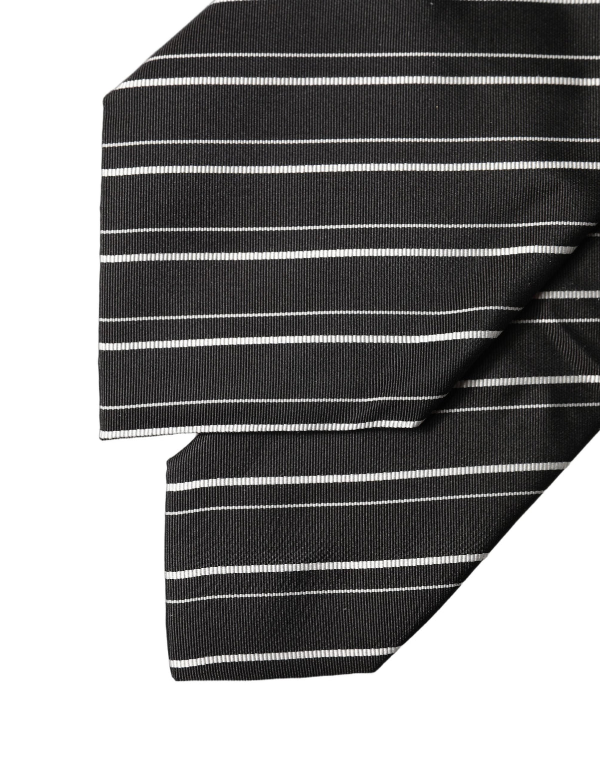 Dolce & Gabbana Dark Gray White Stripes Silk Adjustable Women Necktie Tie