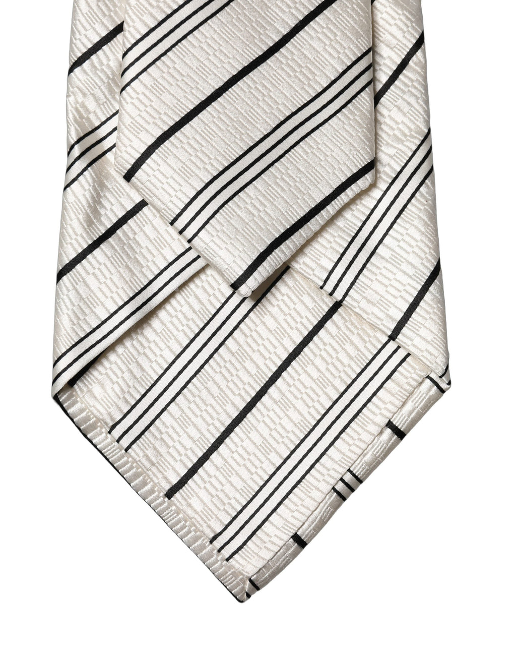 Dolce & Gabbana White Black Stripes Silk Adjustable Women Necktie Tie