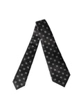 Dolce & Gabbana Dark Gray White Geometric Silk Adjustable Women Necktie Tie