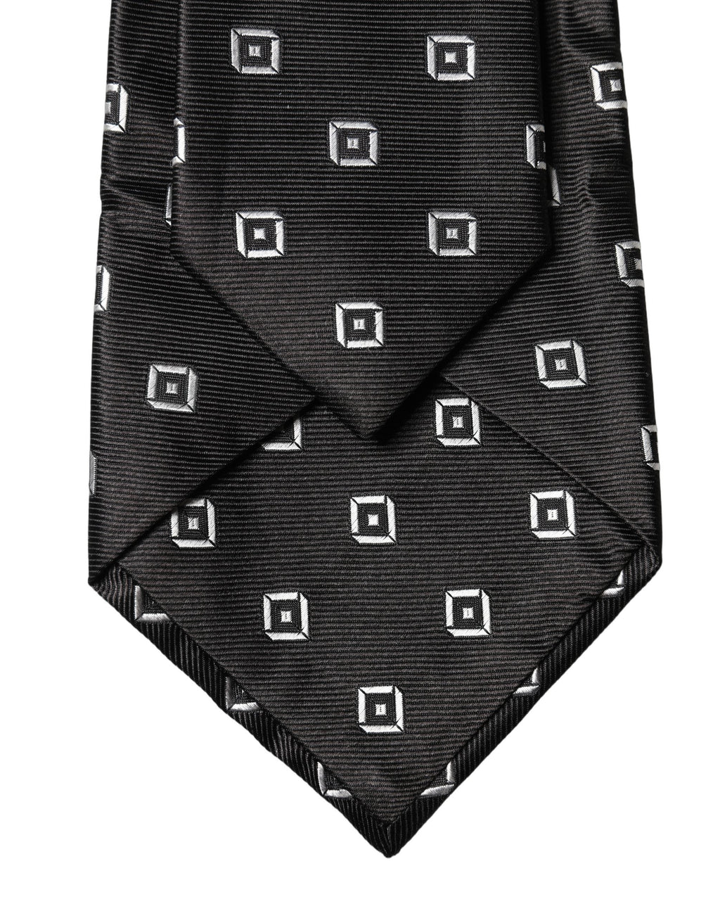 Dolce & Gabbana Dark Gray White Geometric Silk Adjustable Women Necktie Tie